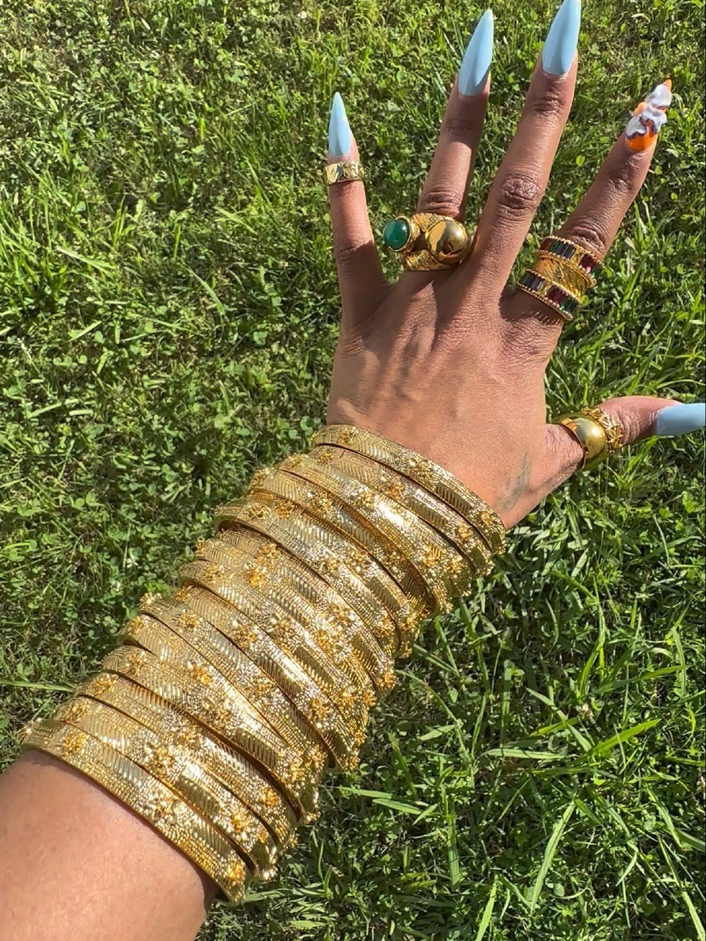5pc Stacked Gold Bangle Bracelet Set